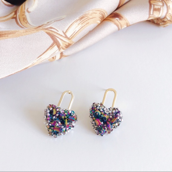 ✨NEW✨ Crystal Heart Stud Earrings for Women, Girls , Students, Party. - Picture 8 of 10